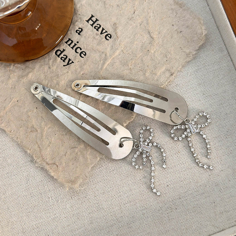 Wholesale Silver Rhinestone Bow Hair Clip